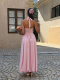Dili Elegant Wind Hanging Neck Tectoral Girded Long Dress Dress Dress Women's Dress 2026 Summer