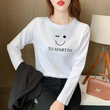 Pure Cotton Long-Sleeved T-Shirt Women 2025 New Spring And Autumn Loose Cover Inside The Bottom Shirt On The Shoulders Thin Clothes