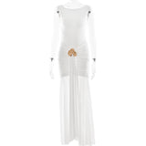 Summer New Sexy Sleeveless Back Pressed Folding Bag Hips Temperament Ribbon Open Skirt Dress