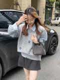 French Gray Knitted Sleeveless Shoulder Vest Woman Early Autumn Wearing Short Sweater Waistcoat Outside