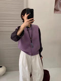 Ankola Red Folded Knitted Sweater Vest Vest For Women's Autumn And Winter Outside The Shoulder Loose Short Horse Clip Small Vest
