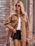New Solid Shirt Collar Belt Loose Coat Coat Woman