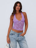 2025 New Babes Hollow Lace Repair Sexy Small Vest Y2K Sexy Hanging Neck Top Woman