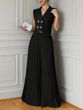 2025 Women's New Fashion Fashion Vest 100-Folded Skirt Pants Two Sets Of Trousers Set Women