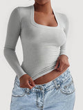Dili Y2K Hottie Style Long-Sleeved Solid-Color Vest T-Shirt Women's Clothing 2025 Autumn And Winter
