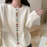 Autumn And Winter Buckle Knitted Shirt Jacket Women's Spring And Autumn 2025 New Loose Sweater Gray Early Autumn Women's Top