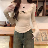 U Collar Collar Collarbone Sexy Bottom T-Shirt Girl Spring And Autumn Pure Lust Lace To Receive Waist Thin Inside Clothes