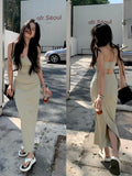 Pure Hot Girl Hanging Back Hanging Dress Girl Summer Bagg Hip Dress Holiday Style Open Fork Dress