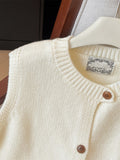 French White Folded Vest Open Shirt Sweater Women Early Autumn Slim Loose Knitted Vest Knitted Vest On The Shoulder