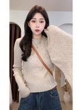 Andy Knitted Knitted Bottom Women's Sweater With A New Design Of Women's Autumn And Winter Feeling Lanky Sleeve Top