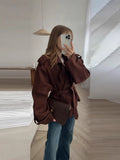 Commuter Solid English Wind Belt Belt Short Jacket Windwear 2025 Spring And Autumn Holiday Wind Short Wind Trench Coat