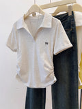 Large-Size Front-Shouldered Cotton Short-Sleeved T-Shirt For Women's New School Style POLO In Summer 2025