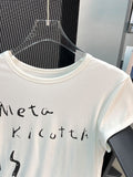 Sweet White Shoulder Short-Sleeved Women's T-Shirt Summer Round Collar Print Letters To The Waist Thin Temperament Chic Short Blouse