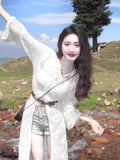Summer 2025 New Tourism Holiday Xinjiang Travel Knitted Cardigans Long Coats Outside Women's Clothing