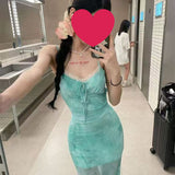 2025 Summer French Fresh Dyed Mesh Splicing Slings Long Skirts To Slimmed Hottie Fishtail Skirt