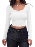 2025 New Explosion Thread Pit Strip Repair Short Long-Sleeved Square T-Shirt Girl