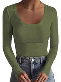 2025 New Women's T-Shirt Basic Thread Round Neck Long Sleeve Sexy Girl Top T Hot Girl
