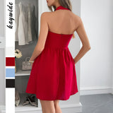 Dilu Elegant Temperament Hanging Neck Half-Dress Dress Dress Women's Dress 2025 Summer