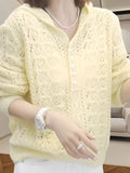 Advanced Sense Of Loose Long Sleeve Hooded Knitted Jersey Spring 2025 New Fashion Stylish Design Thin Sweater
