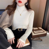 Maillard Wears A Thick Long-Sleeved Knitted Bottom Shirt For Women's Autumn And Winter New Half-High Collar With Thin Tops