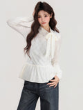 Apricot Half-High Collar Long Sleeve Thick Knitted Bottom Shirt With Lace Under The Lace Autumn And Winter High-End Repair Body Dress Woman