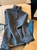 Direct Shop Recommended ~ Maillard Sweet Style Design High-Necked Long-Sleeved Knitted Sweater Autumn And Winter Half-High Collar Top