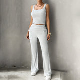 Dili Women's Clothing 2025 Spring And Summer Leisure Solid Color Repair Vest Long Pants Set