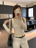 French Giant Look Hot Diamond Gentle Design Knitted Long-Sleeved Women's Clothing Early Autumn Wearing BottomÐÞÐÞ Of The Body To Repair The Body