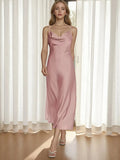 Women's New Acetate-Sing Skirt Sexy French Sling Dress