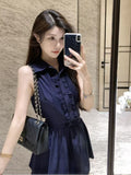 French Pure-Hearted High-End Shirt Dress Women Design Feel Waistless Vest Short Skirt Summer