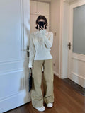 Korean Collar Design Embroidered Sweater Women's Autumn And Winter New Under The Waist Slim Winter Knitting Top