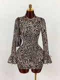 New Crashing INS Round-Neck Temperament Horn Sleeves To Show Off The Back Of The Waist And Hip Skirt Dress