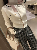 2025 Early Autumn New Three-Dimensional Logo Embroidery Knitted Cardigan Women's Loose Sweater Coat High-End Feel Top