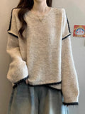Loose Lazy Gray Sweater Women's Autumn/Winter 2025 New Large-Size Fat Mm High Irregular Knitted Shirt Top
