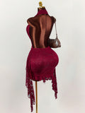 New Solid Color Hanging Neck Dew Low Tie With Metal Body Repair Sexy Ass Skirt Dress Woman