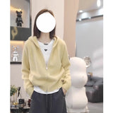 Large-Size Design Zipper Knitted Knitted Sweater Women In Autumn With A Korean Version Of Thin Loose Coat Top