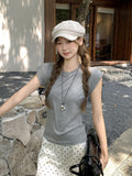 White Simple Casual Round-Neck Short-Sleeved T-Shirt 2026 Summer New Super-Look Beautiful Beautiful Top