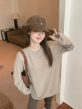 With Shark Pants In The Long-Colored Round Collar Long-Sleeved T-Shirt Women's Autumn And Winter De-Velvet Warm Jacket Inside The Coat
