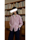 The New Shirt Is Simple To Wear A Blue Striped Fake Two Shirt Femininity Tops