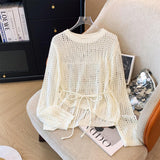 Special Counter Mall Withdraws The Big Brand Women's Hollow Knitted Shirt In The Summer New Medium And Long Outer Hoodie Tops