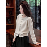 New Year Red Bow Design Chic Round Knitted Shirt Fashion Autumn And Winter Long-Sleeved Commuting Temperament Year Top