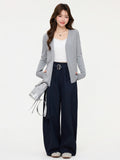 Grey Thin Long-Sleeved Knitted Jersey Coat Winter New Bottom With High-End Temperament Mid-Long Top Lady