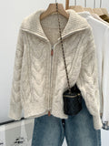 2025 Collar Thick Jasmine Sweater Zipper Coat Women Autumn And Winter High-End Feel Super Good Knitted Cardigan Top