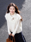 Vintage Sweater Women's Spring And Autumn And Winter Loose Thin And Lazy Temperament Folded Through The Knitted Vest Outside