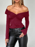 Dili Y2K Sexy Wind Solid Long-Sleeved T-Shirt Women's Top 2025 Autumn And Winter