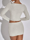 Dilu Y2K Sexy Long-Sleeved T-Shirt Skirt Two-Piece Suit Women's Dress 2025 Autumn And Winter