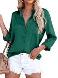 2025 Spring Burst Acetic Satin Solid Color Long-Sleeved Business Women Shirt