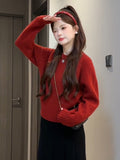 Orange Sweater Woman 2025 New Autumn And Winter Beautiful Beautiful Knitted Shirt Korean Unique Beautiful Inside Coat