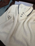 Korean Giant Good-Looking Early Autumn Top 2025 Collar Thin Knitted Women's Sweater Loose Design Small Blouse