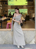 French Temperament Gray Wave Point To Close The Waist Thin Oblique Shoulder Dress Dress Women's Summer 2026 New Unique Beautiful Dress